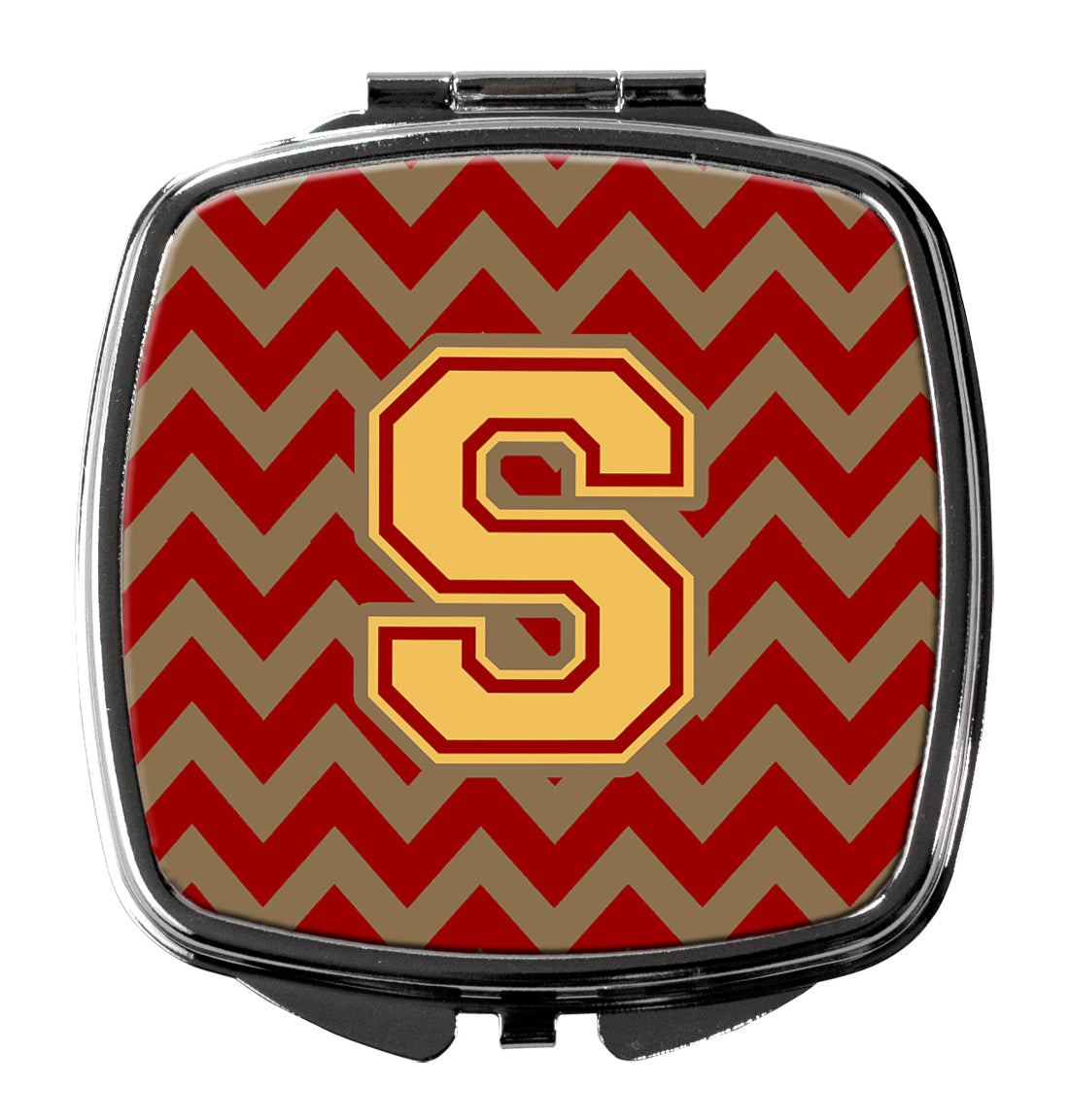 Letter S Chevron Garnet and Gold  Compact Mirror CJ1048-SSCM  the-store.com.