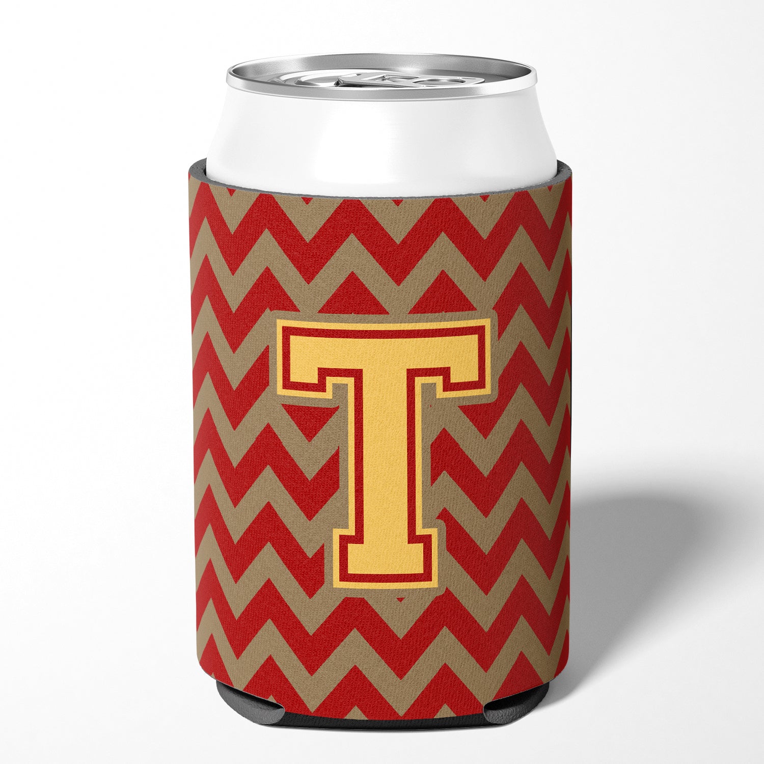 Letter T Chevron Garnet and Gold  Can or Bottle Hugger CJ1048-TCC.