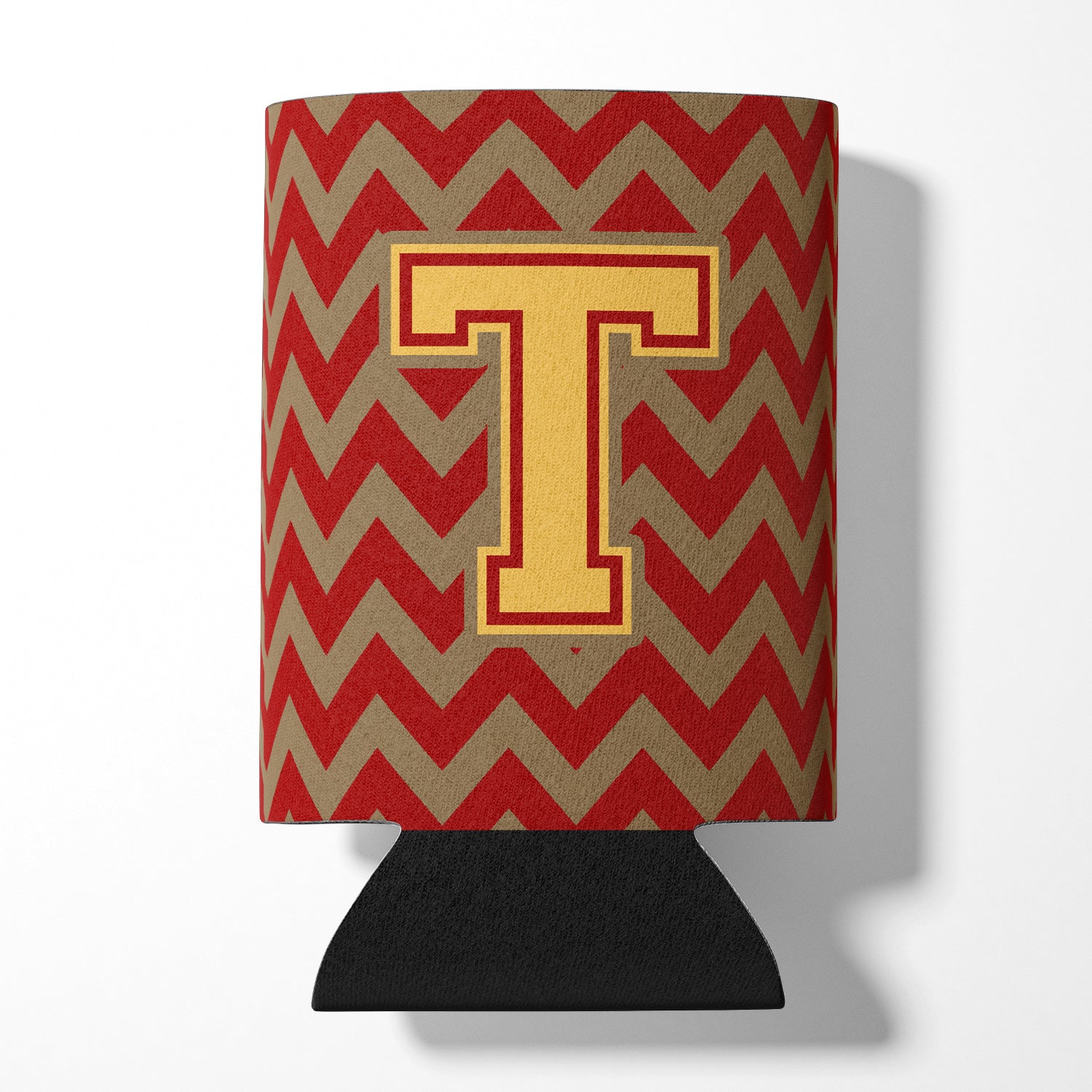 Letter T Chevron Garnet and Gold  Can or Bottle Hugger CJ1048-TCC.