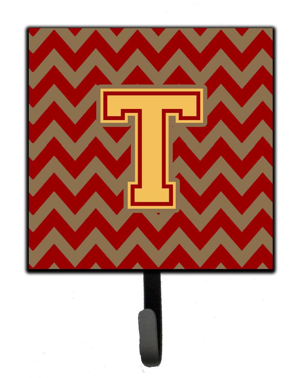 Letter T Chevron Garnet and Gold  Leash or Key Holder CJ1048-TSH4 by Caroline's Treasures