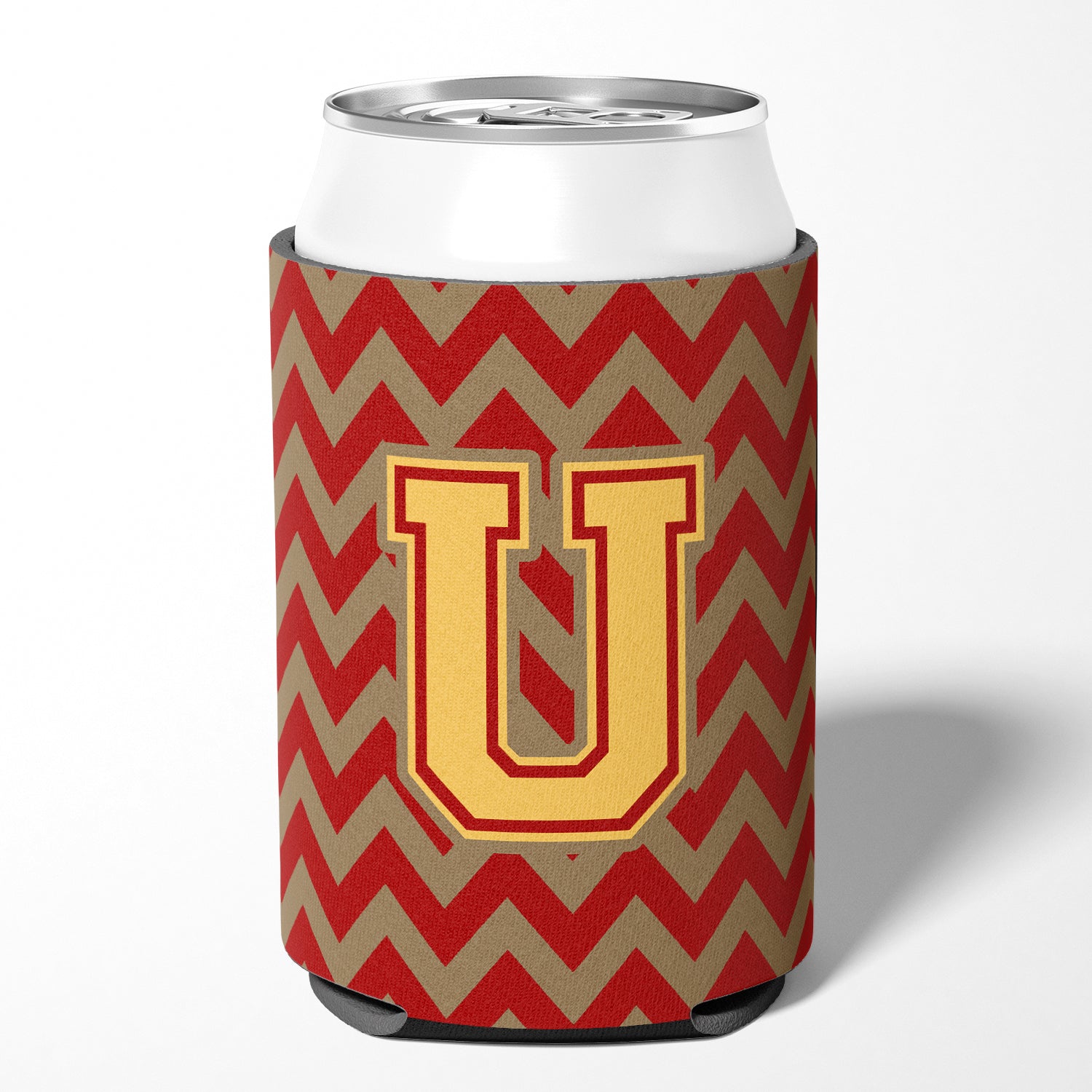 Letter U Chevron Garnet and Gold  Can or Bottle Hugger CJ1048-UCC.