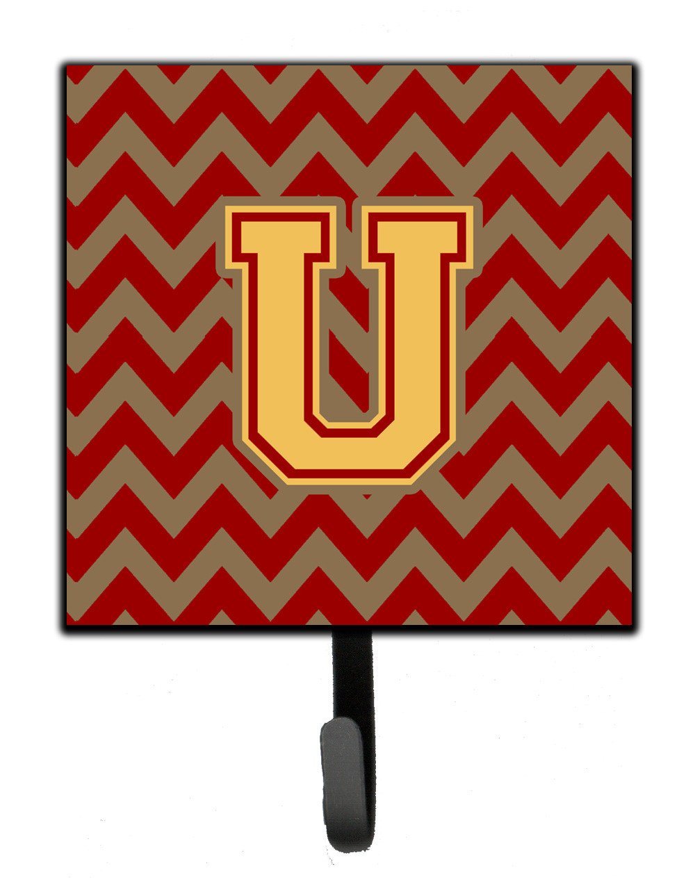 Letter U Chevron Garnet and Gold  Leash or Key Holder CJ1048-USH4 by Caroline's Treasures