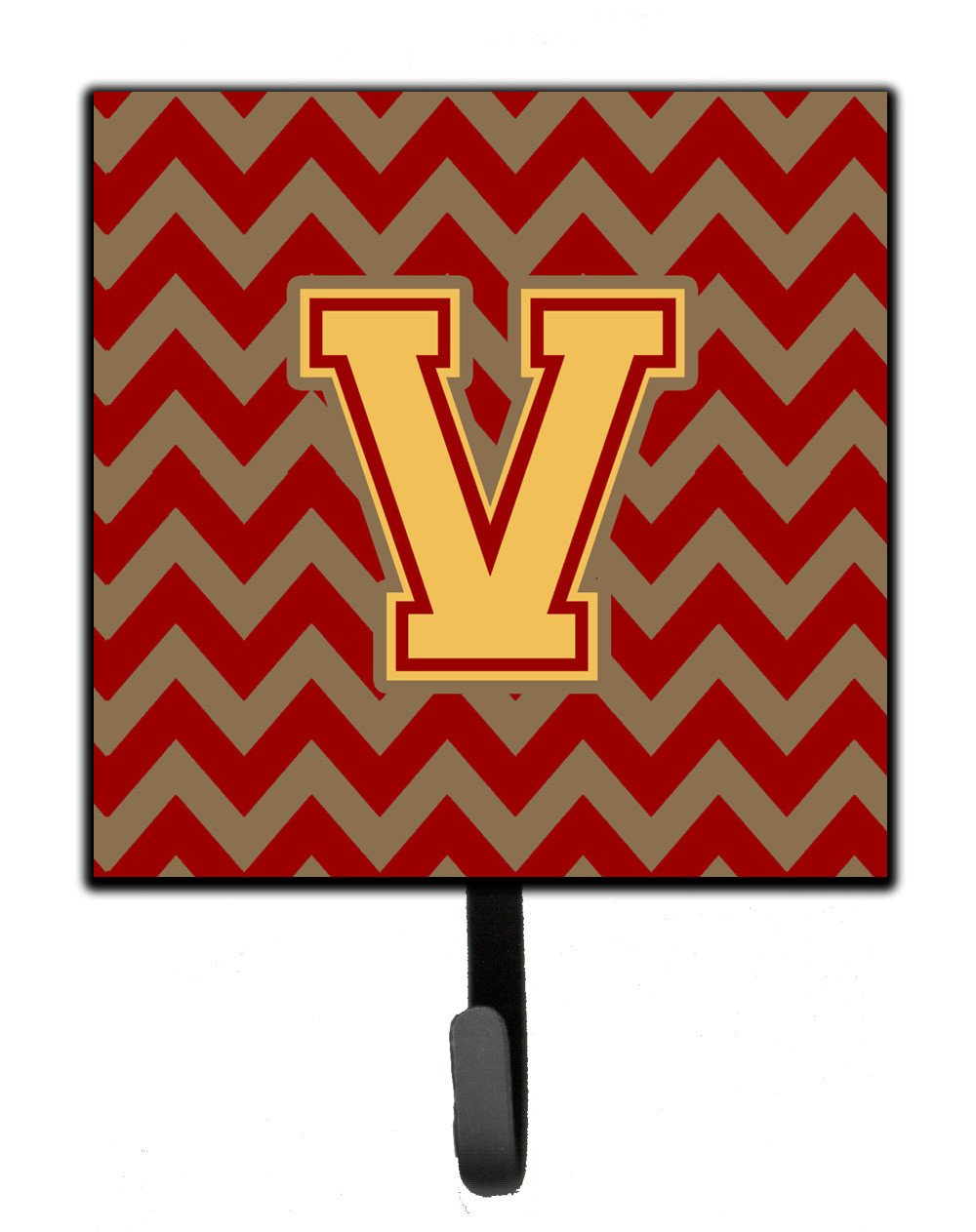 Letter V Chevron Garnet and Gold  Leash or Key Holder CJ1048-VSH4 by Caroline's Treasures