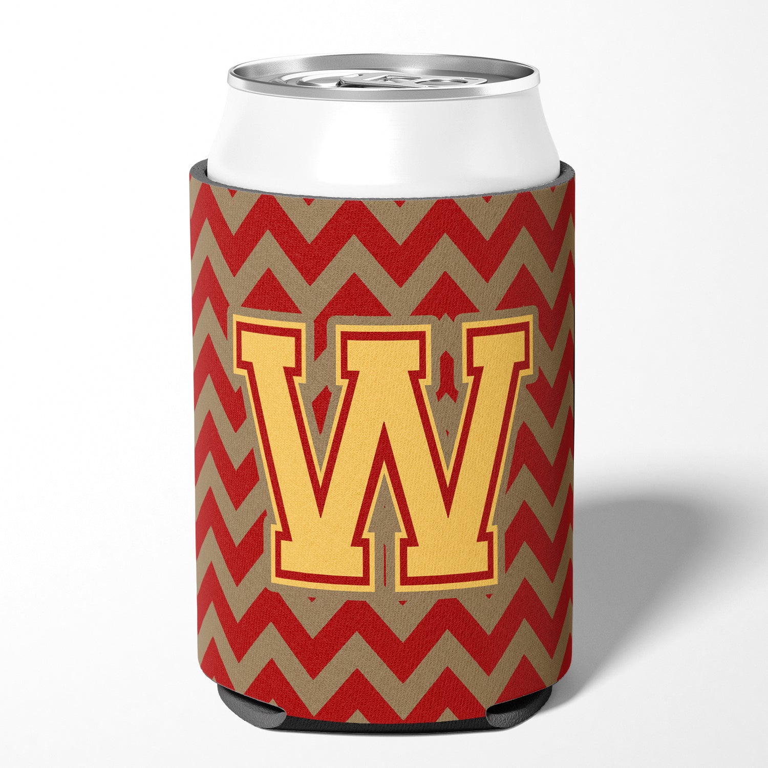 Letter W Chevron Garnet and Gold  Can or Bottle Hugger CJ1048-WCC.