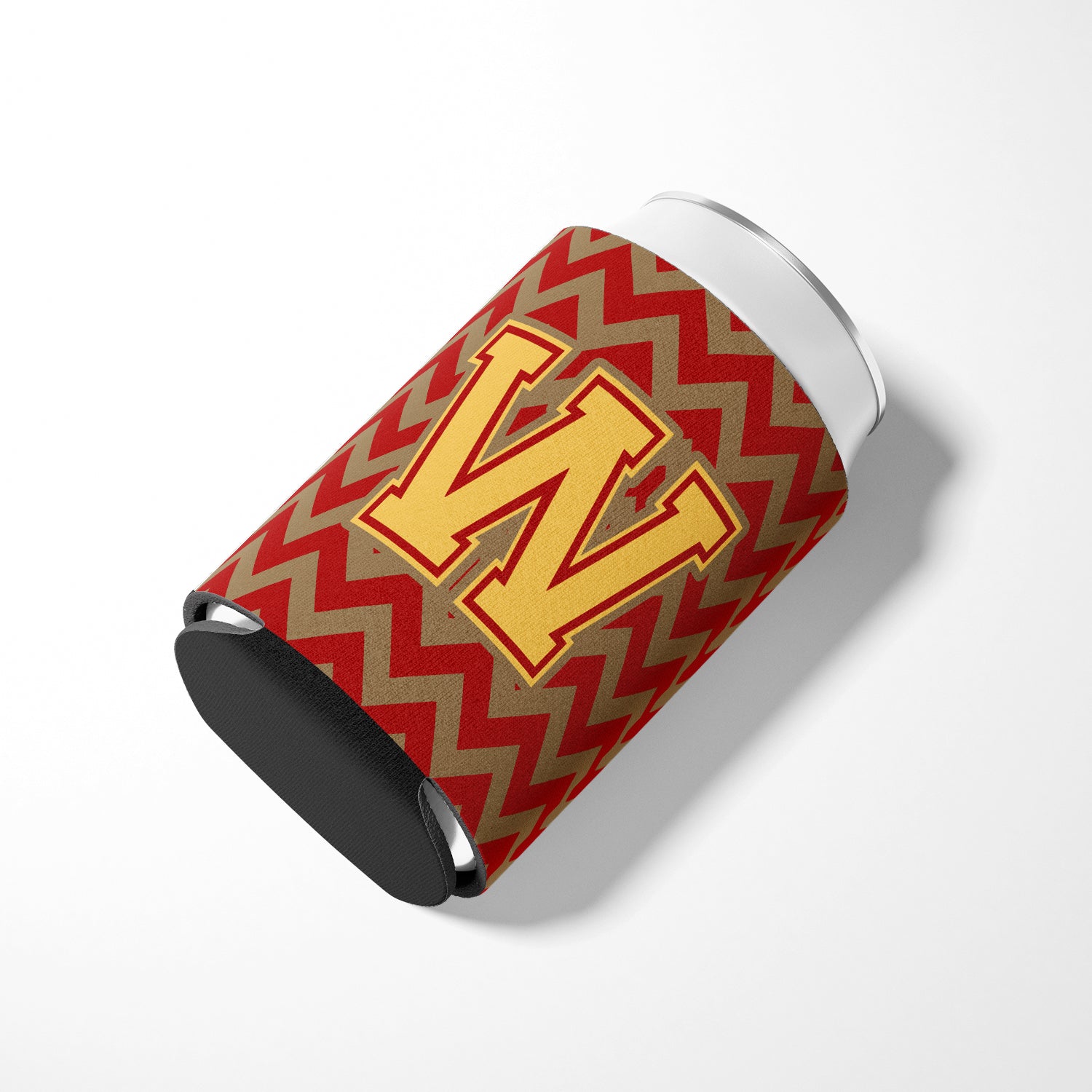 Letter W Chevron Garnet and Gold  Can or Bottle Hugger CJ1048-WCC.