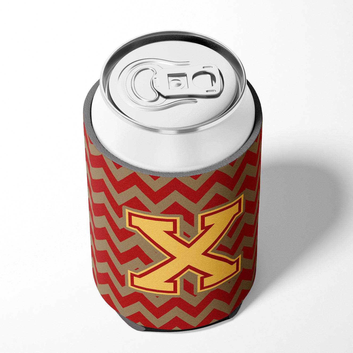 Letter X Chevron Garnet and Gold  Can or Bottle Hugger CJ1048-XCC.