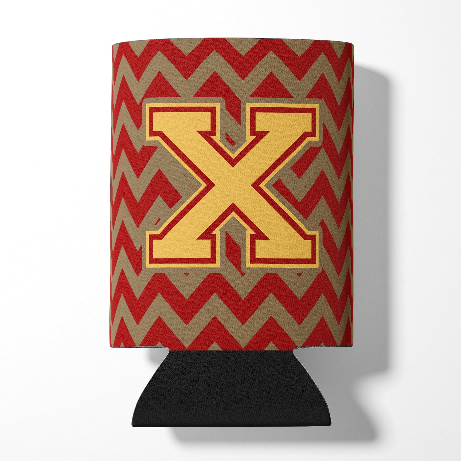 Letter X Chevron Garnet and Gold  Can or Bottle Hugger CJ1048-XCC.