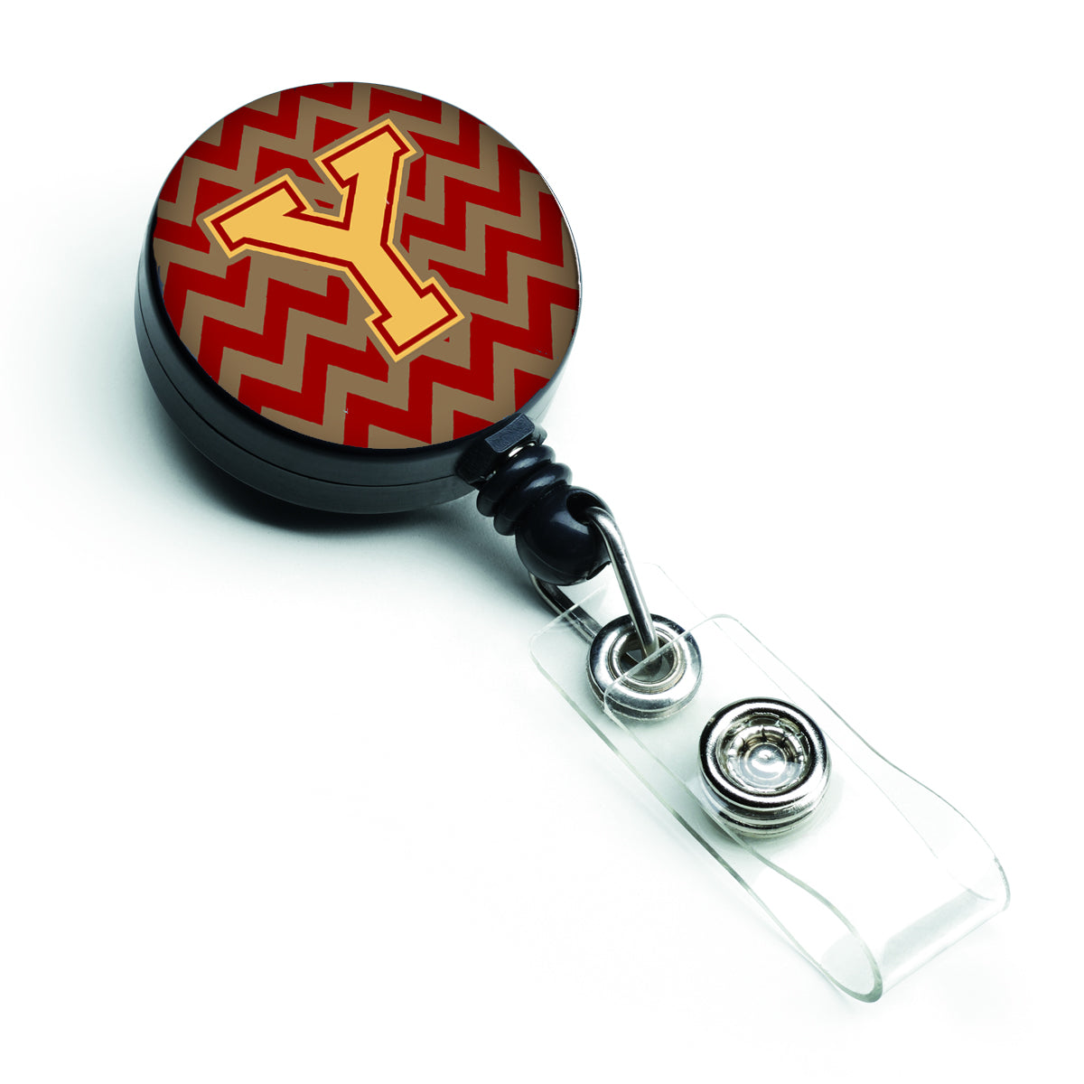 Letter Y Chevron Garnet and Gold  Retractable Badge Reel CJ1048-YBR.