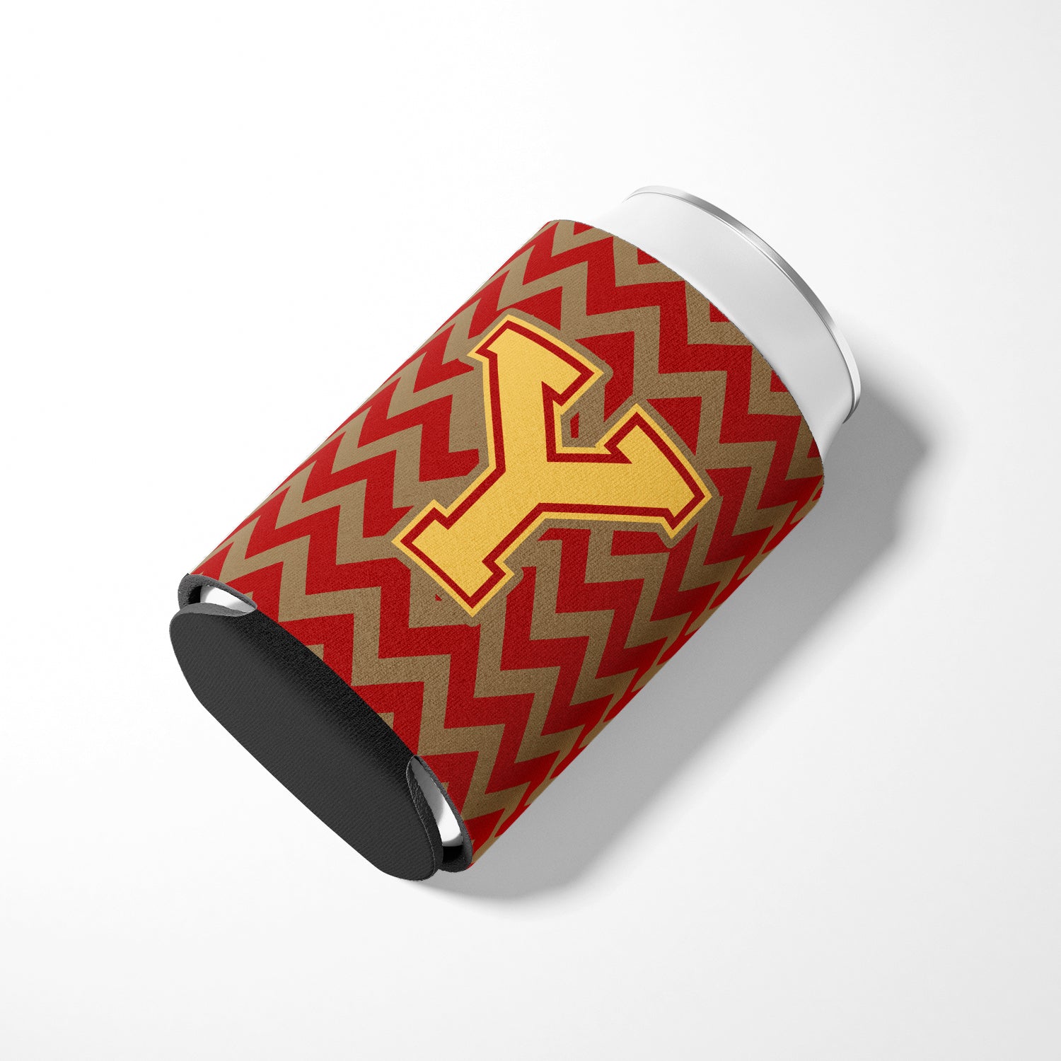 Letter Y Chevron Garnet and Gold  Can or Bottle Hugger CJ1048-YCC.