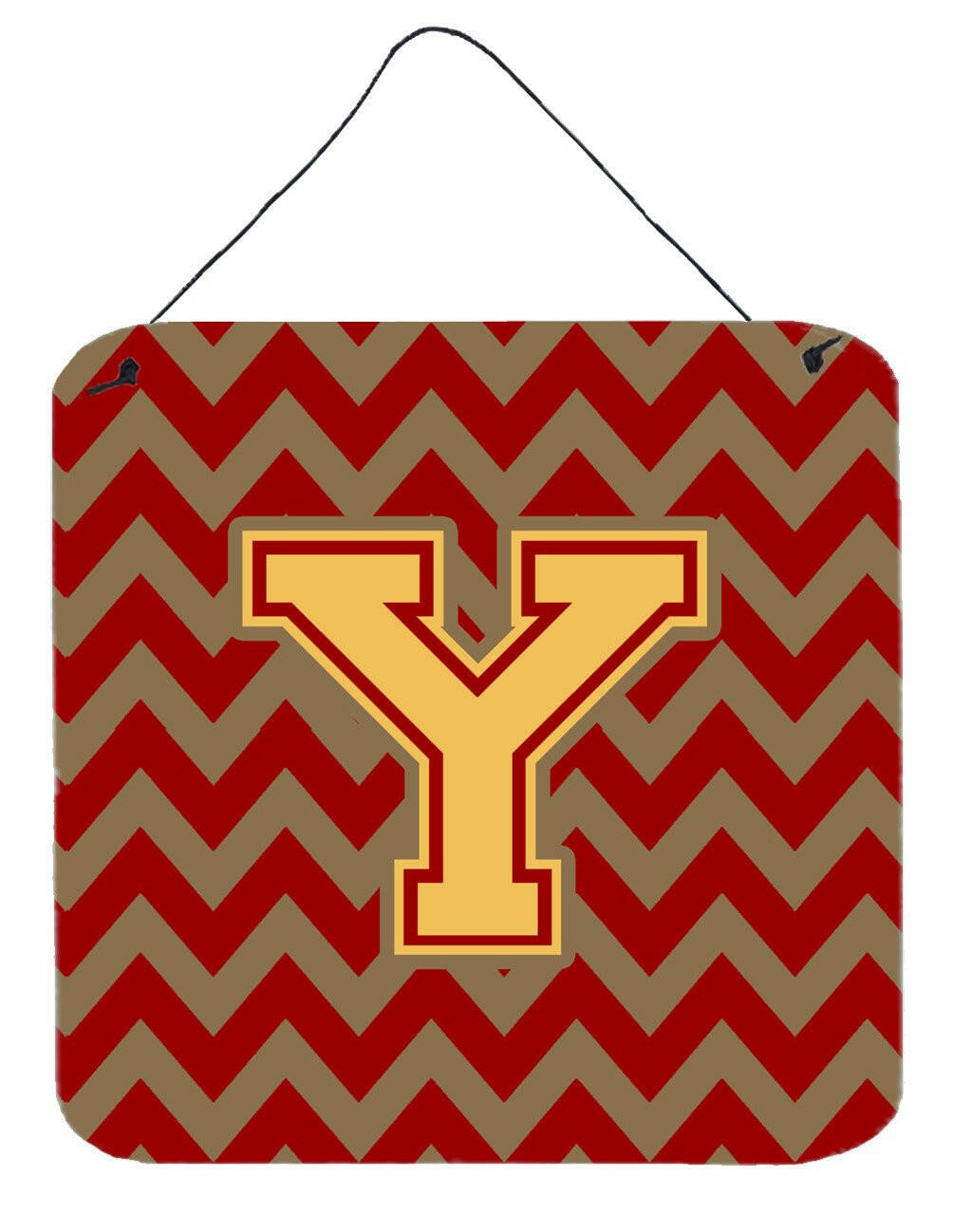 Letter Y Chevron Garnet and Gold  Wall or Door Hanging Prints CJ1048-YDS66 by Caroline's Treasures