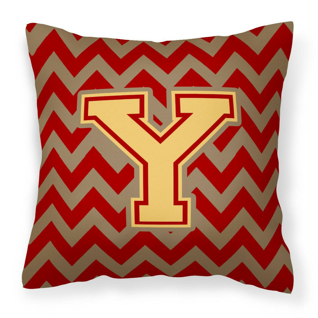 Letter Y Chevron Garnet and Gold  Fabric Decorative Pillow CJ1048-YPW1414 by Caroline's Treasures