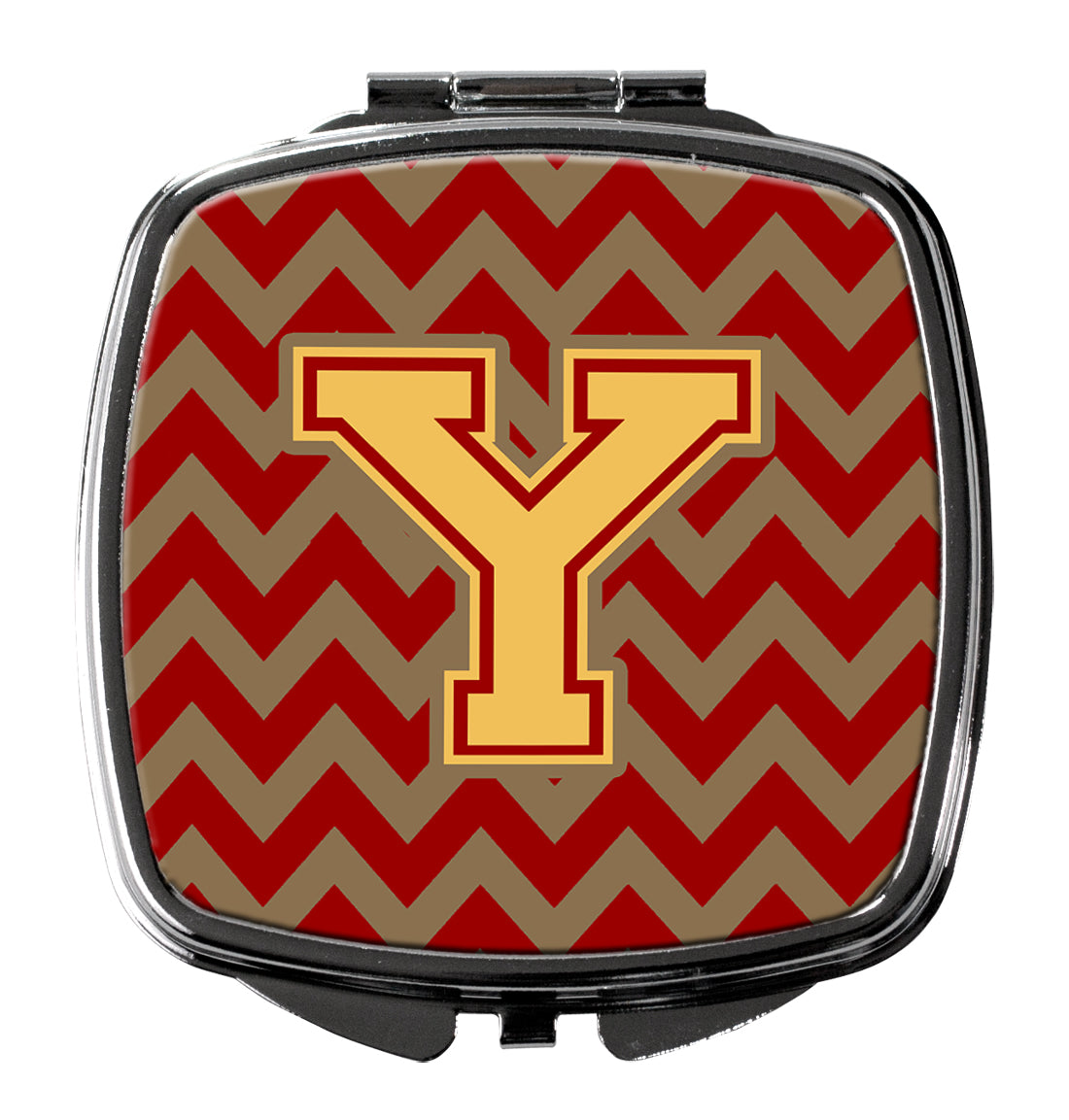 Letter Y Chevron Garnet and Gold  Compact Mirror CJ1048-YSCM  the-store.com.