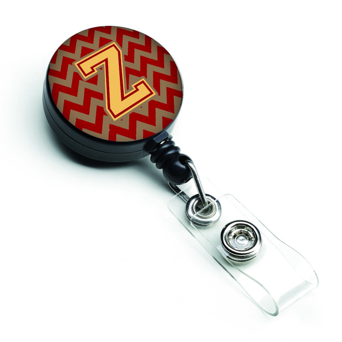 Letter Z Chevron Garnet and Gold  Retractable Badge Reel CJ1048-ZBR.