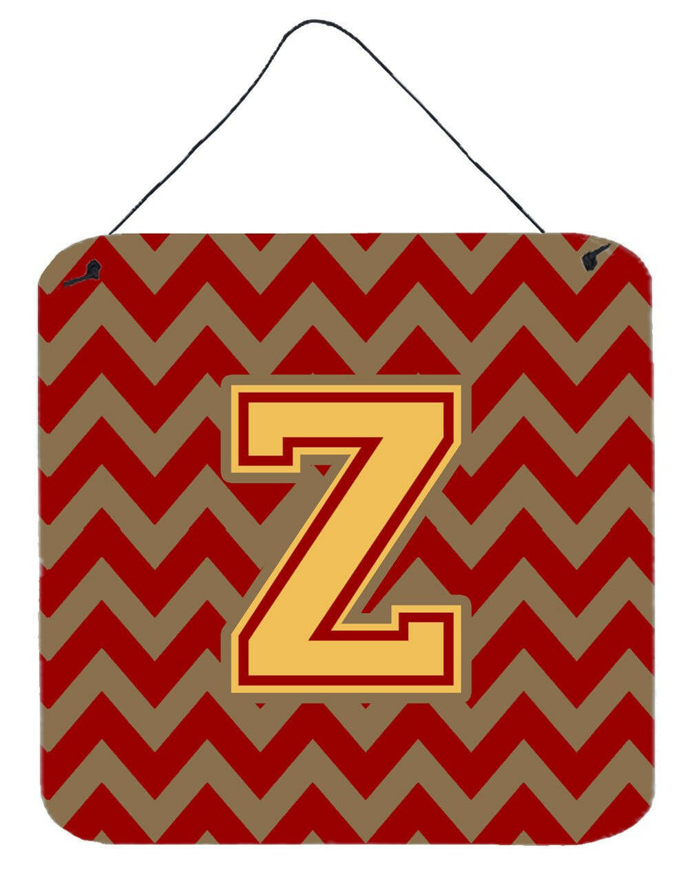 Letter Z Chevron Garnet and Gold  Wall or Door Hanging Prints CJ1048-ZDS66 by Caroline&#39;s Treasures