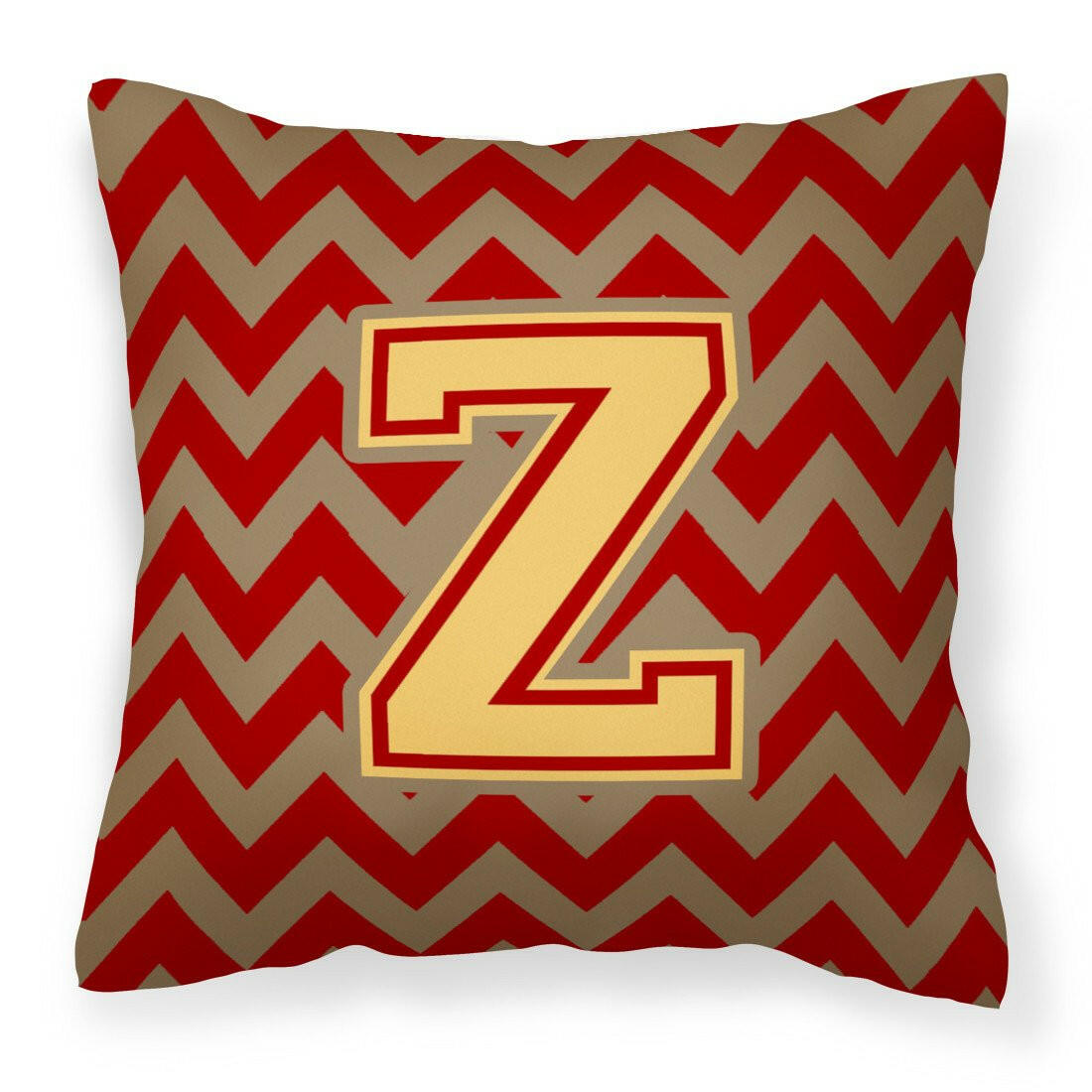 Letter Z Chevron Garnet and Gold  Fabric Decorative Pillow CJ1048-ZPW1414 by Caroline's Treasures