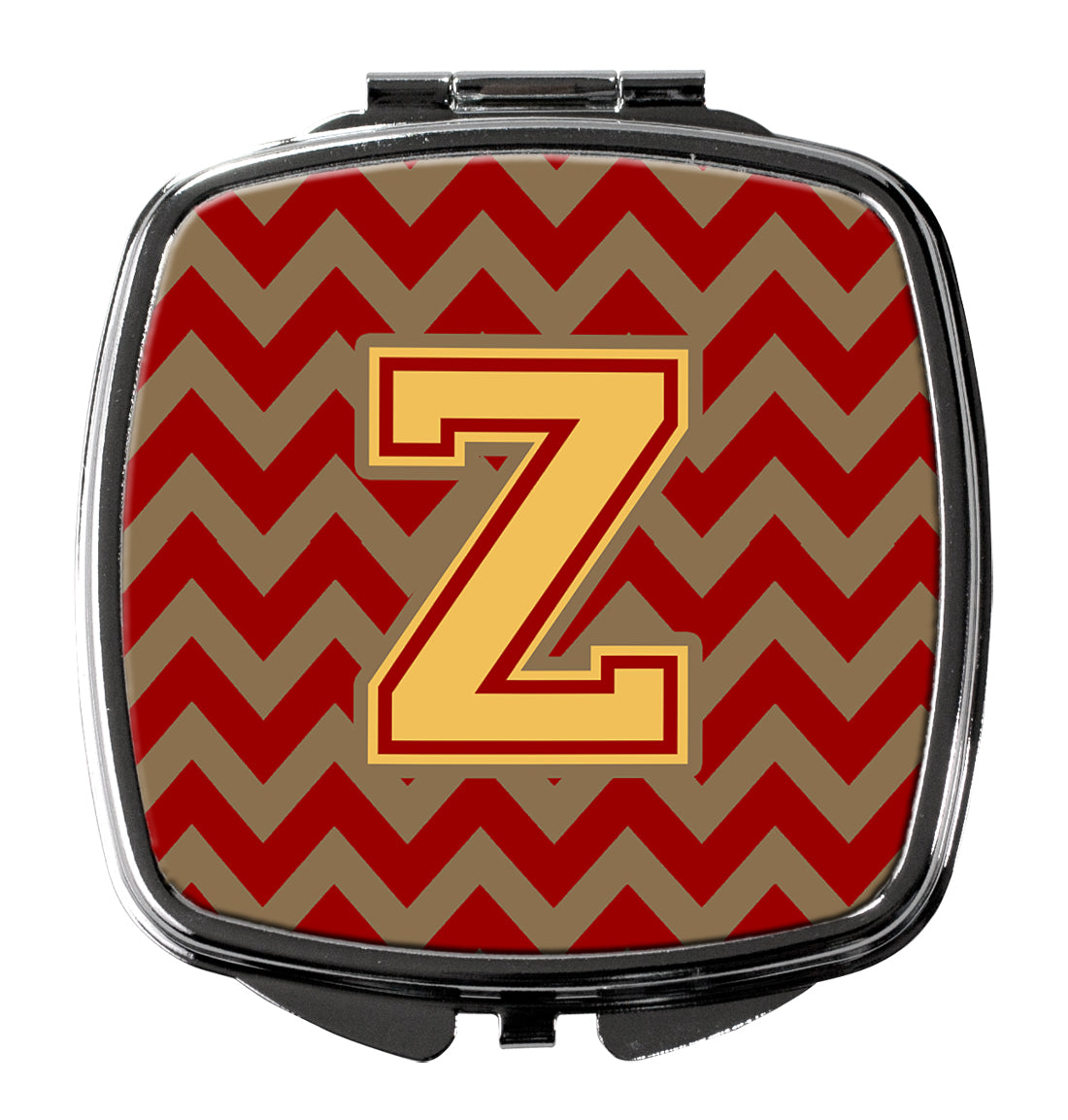 Letter Z Chevron Garnet and Gold  Compact Mirror CJ1048-ZSCM  the-store.com.