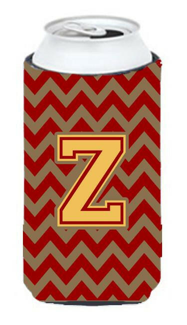 Letter Z Chevron Garnet and Gold  Tall Boy Beverage Insulator Hugger CJ1048-ZTBC by Caroline&#39;s Treasures