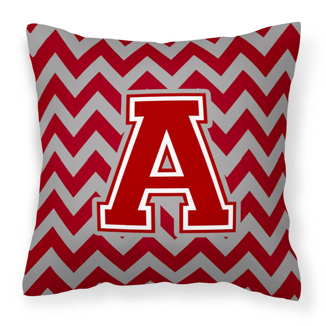 Letter A Chevron Maroon and White Fabric Decorative Pillow CJ1049-APW1414 by Caroline's Treasures