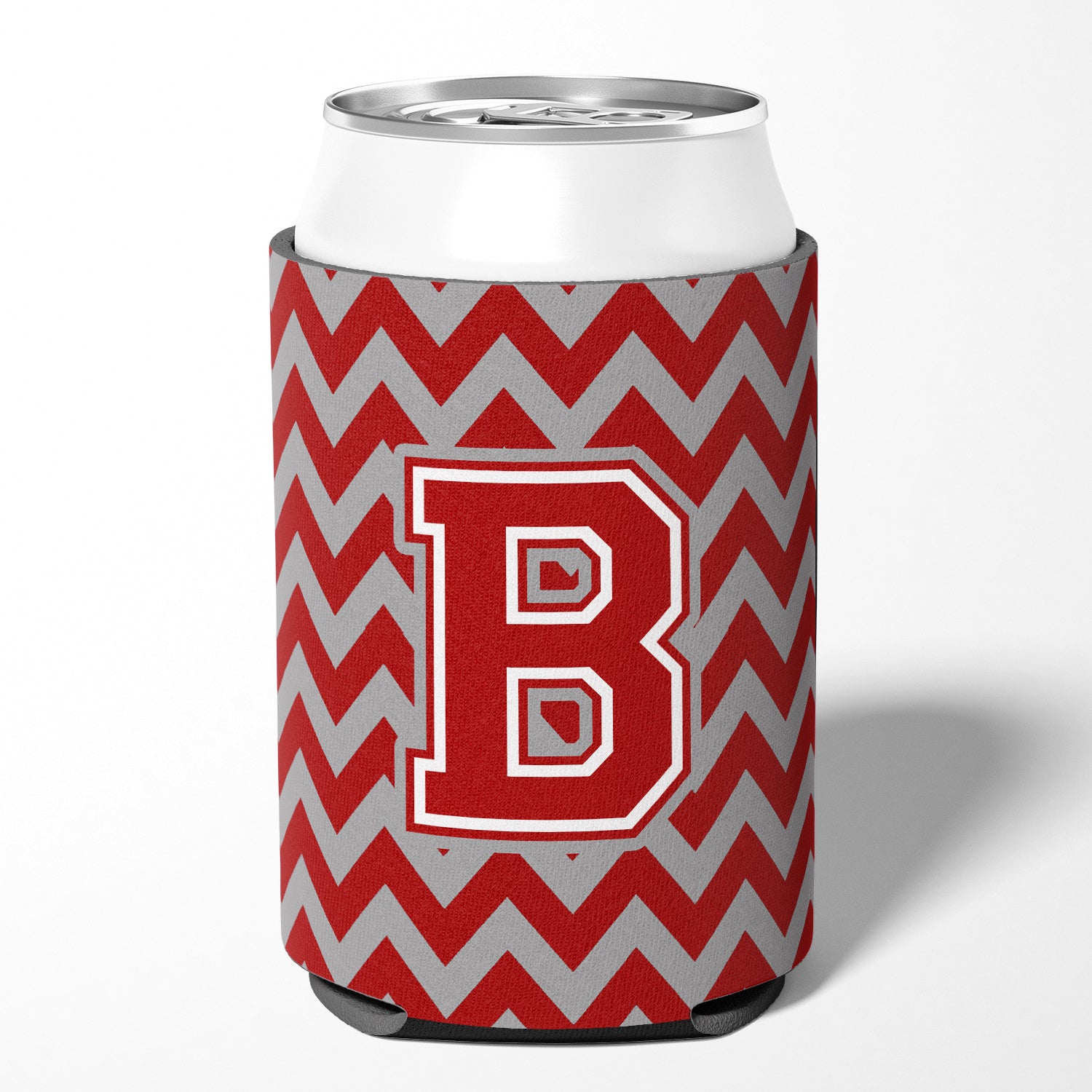 Letter B Chevron Maroon and White Can or Bottle Hugger CJ1049-BCC.