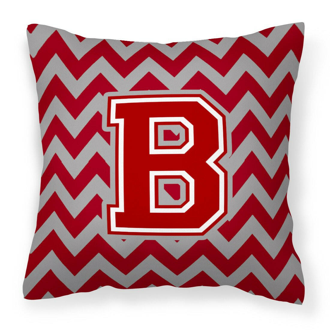 Letter B Chevron Maroon and White Fabric Decorative Pillow CJ1049-BPW1414 by Caroline's Treasures