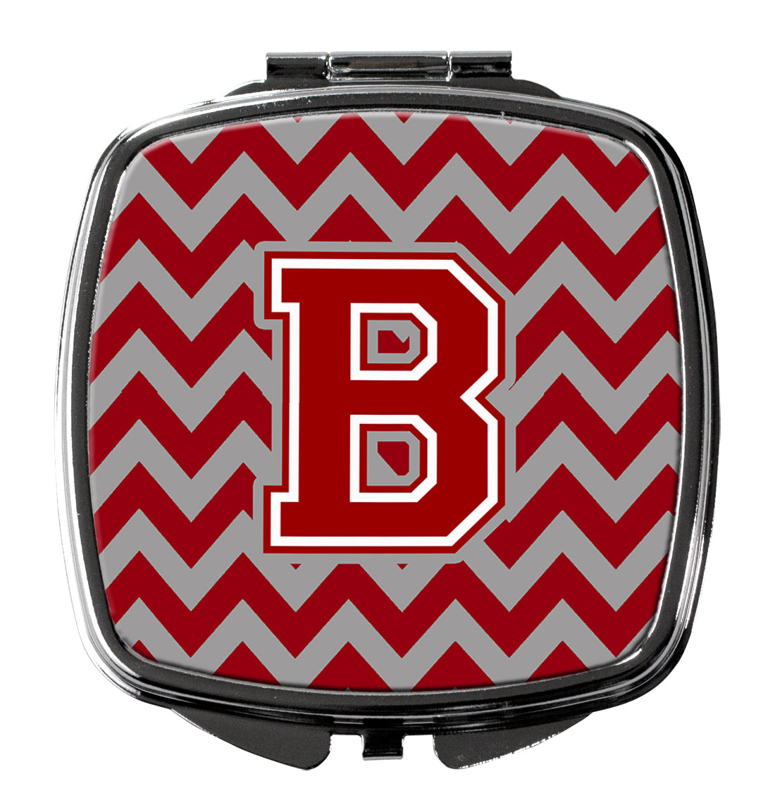 Letter B Chevron Maroon and White Compact Mirror CJ1049-BSCM  the-store.com.