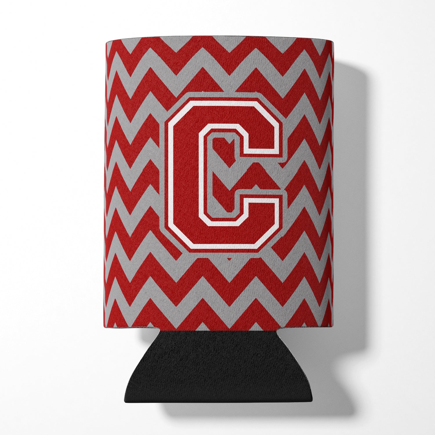 Letter C Chevron Maroon and White Can or Bottle Hugger CJ1049-CCC.