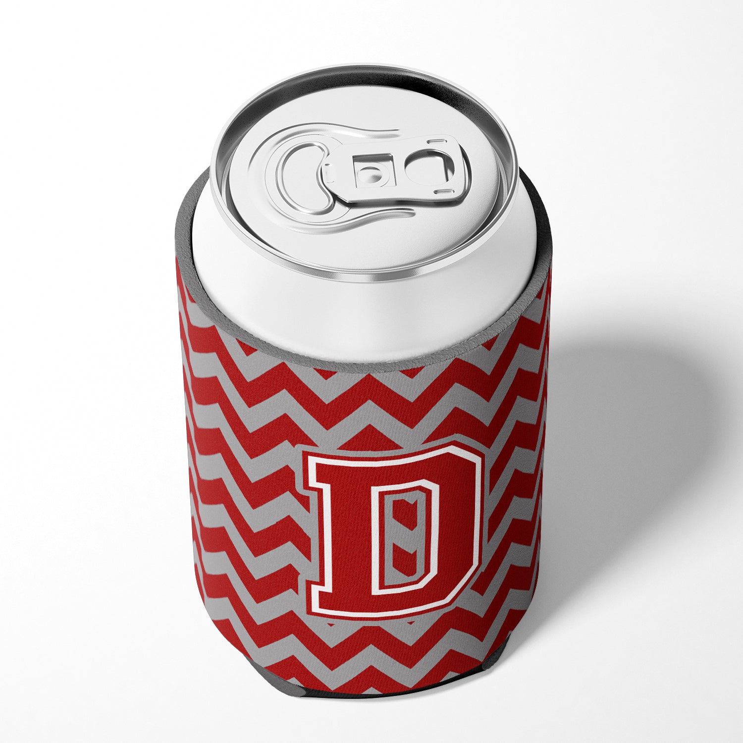 Letter D Chevron Maroon and White Can or Bottle Hugger CJ1049-DCC.