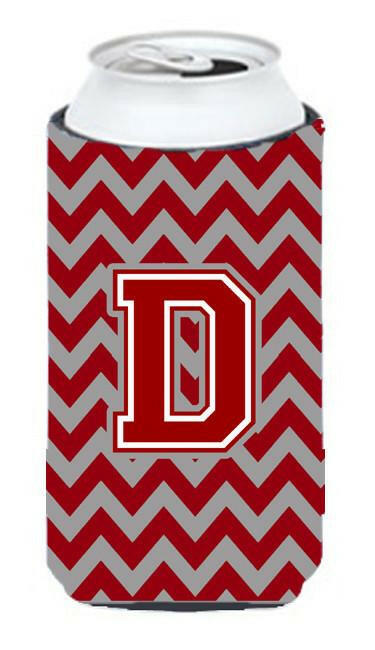 Letter D Chevron Maroon and White Tall Boy Beverage Insulator Hugger CJ1049-DTBC by Caroline's Treasures