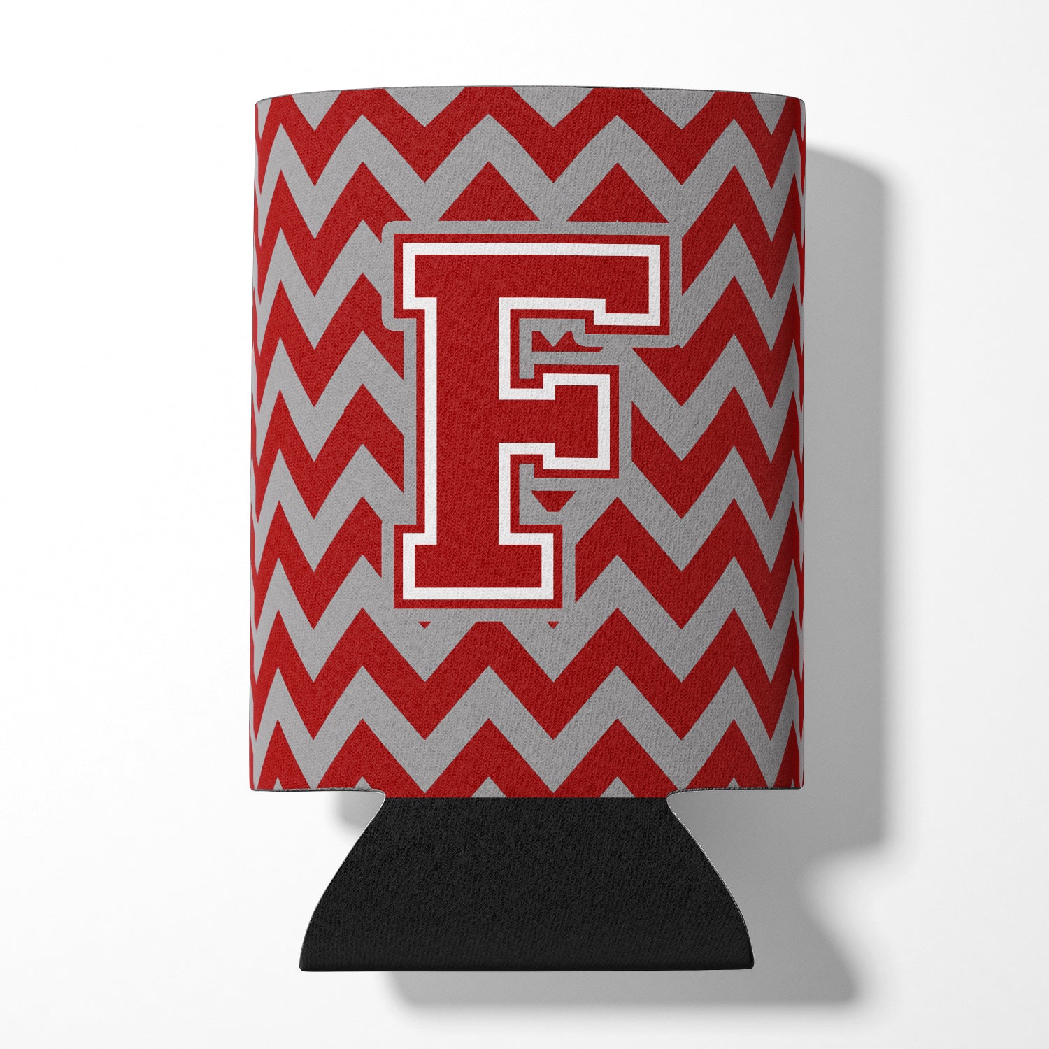 Letter F Chevron Maroon and White Can or Bottle Hugger CJ1049-FCC.