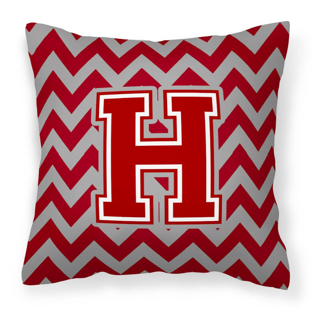 Letter H Chevron Maroon and White Fabric Decorative Pillow CJ1049-HPW1414 by Caroline's Treasures