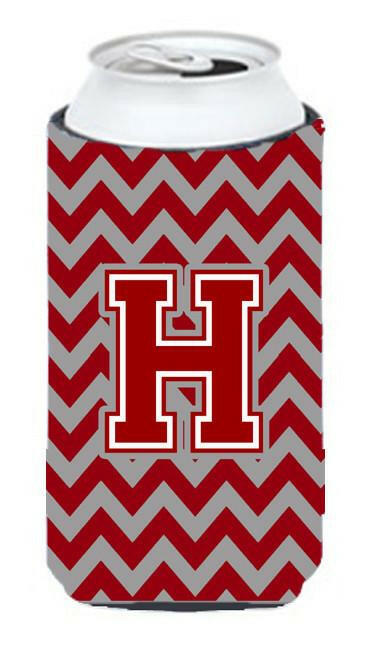 Letter H Chevron Maroon and White Tall Boy Beverage Insulator Hugger CJ1049-HTBC by Caroline's Treasures