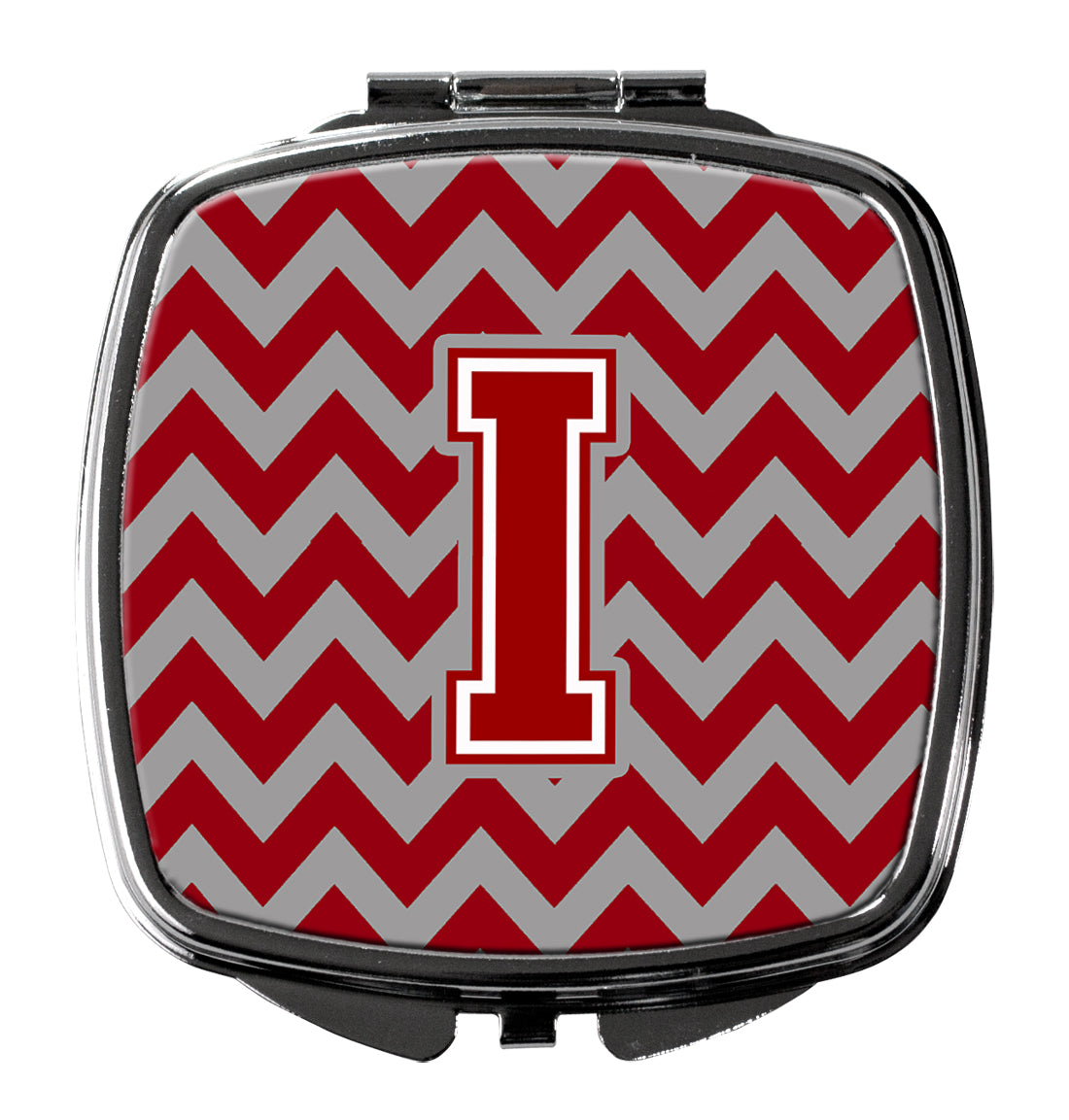 Letter I Chevron Maroon and White Compact Mirror CJ1049-ISCM  the-store.com.