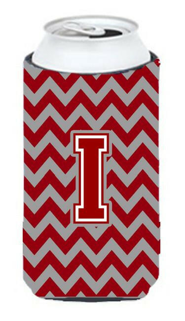 Letter I Chevron Maroon and White Tall Boy Beverage Insulator Hugger CJ1049-ITBC by Caroline's Treasures