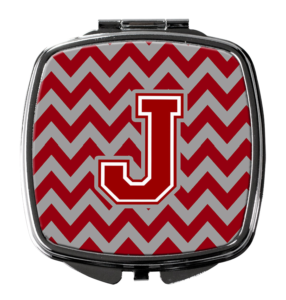 Letter J Chevron Maroon and White Compact Mirror CJ1049-JSCM  the-store.com.