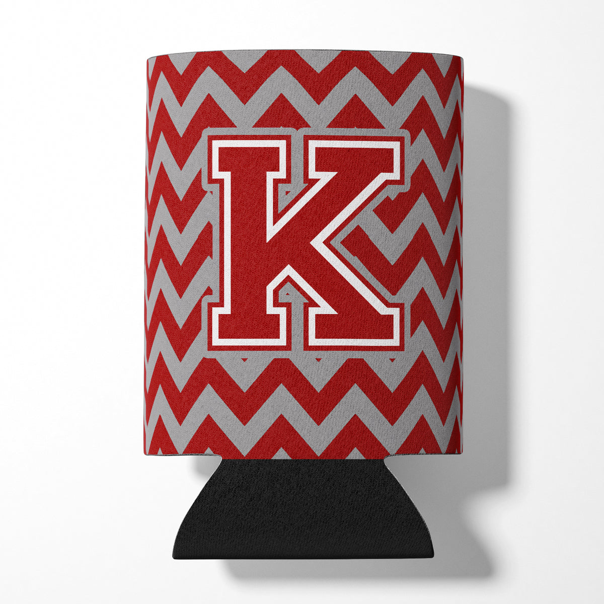 Letter K Chevron Maroon and White Can or Bottle Hugger CJ1049-KCC.