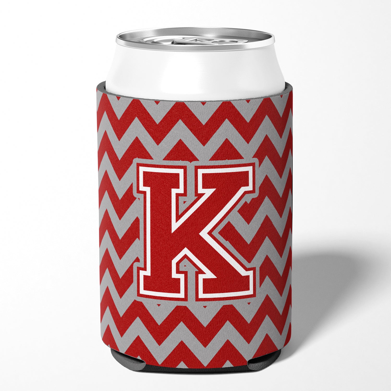 Letter K Chevron Maroon and White Can or Bottle Hugger CJ1049-KCC.