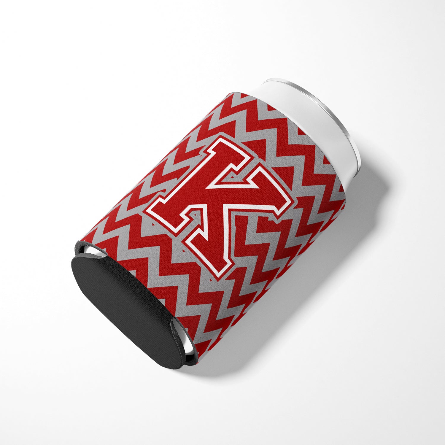 Letter K Chevron Maroon and White Can or Bottle Hugger CJ1049-KCC.