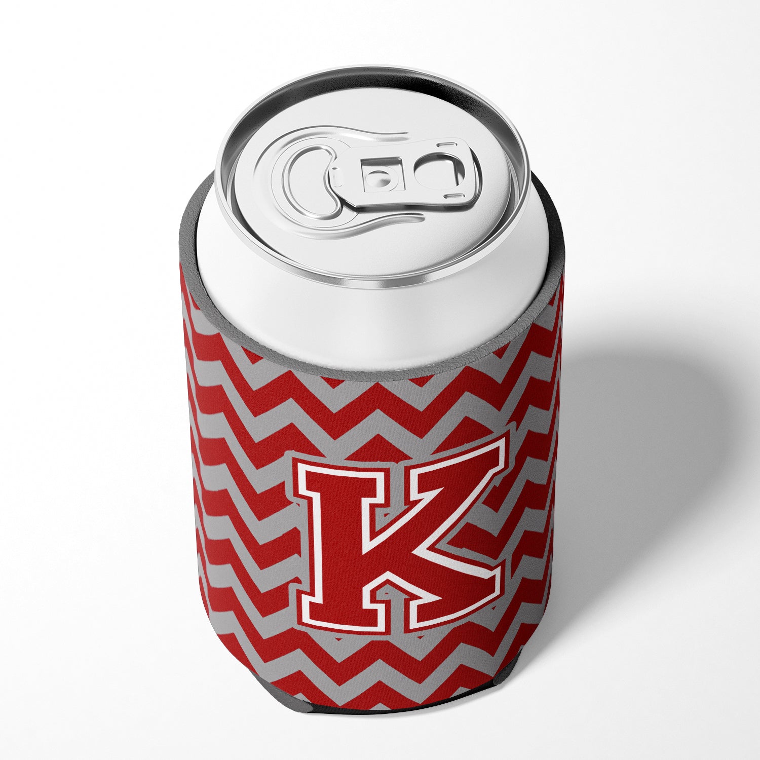 Letter K Chevron Maroon and White Can or Bottle Hugger CJ1049-KCC.