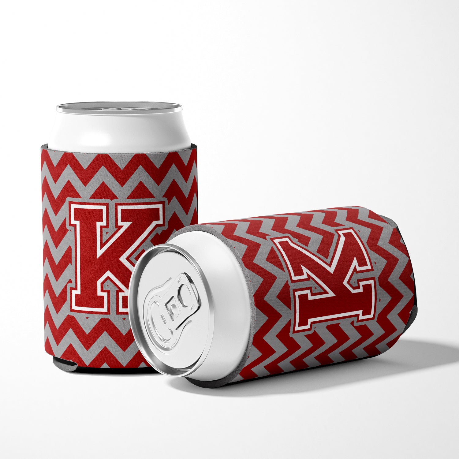 Letter K Chevron Maroon and White Can or Bottle Hugger CJ1049-KCC.