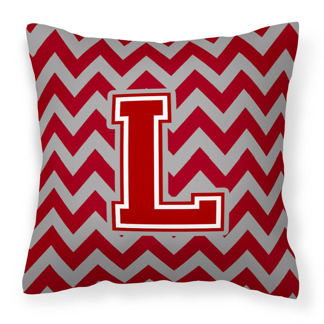 Letter L Chevron Maroon and White Fabric Decorative Pillow CJ1049-LPW1414 by Caroline's Treasures