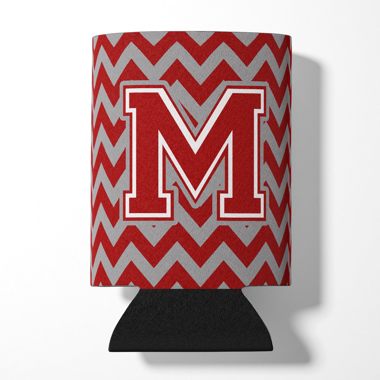 Letter M Chevron Maroon and White Can or Bottle Hugger CJ1049-MCC.