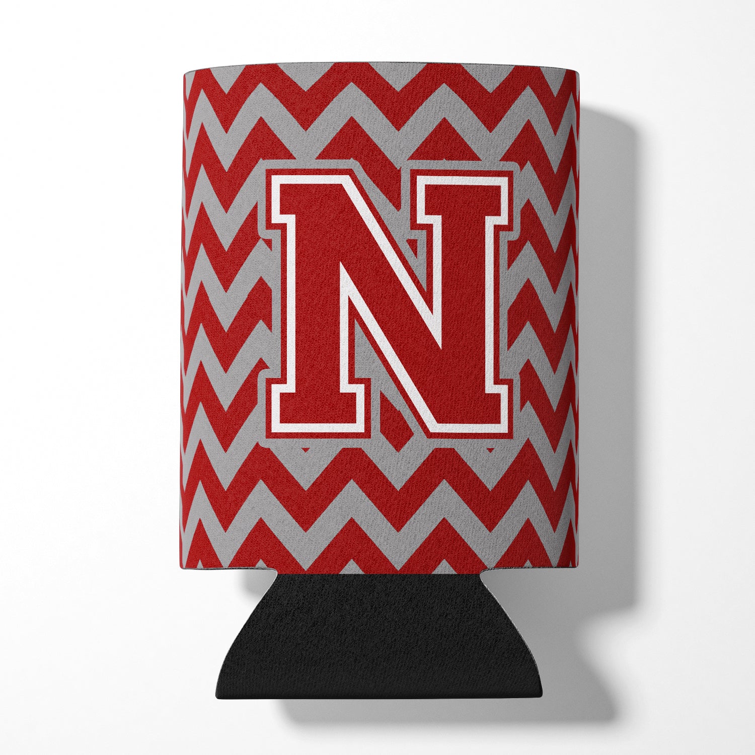 Letter N Chevron Maroon and White Can or Bottle Hugger CJ1049-NCC.