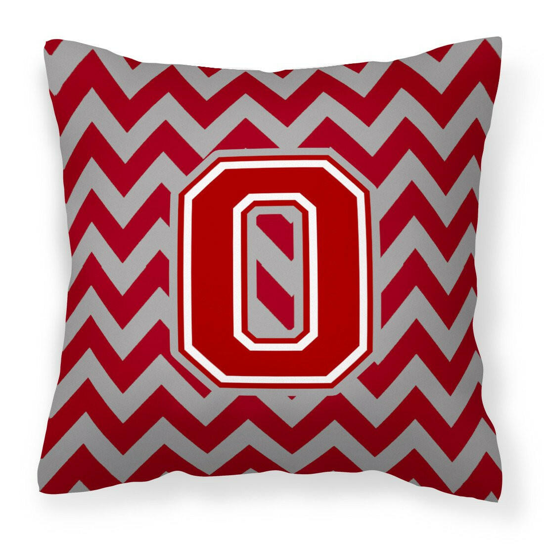 Letter O Chevron Maroon and White Fabric Decorative Pillow CJ1049-OPW1414 by Caroline's Treasures