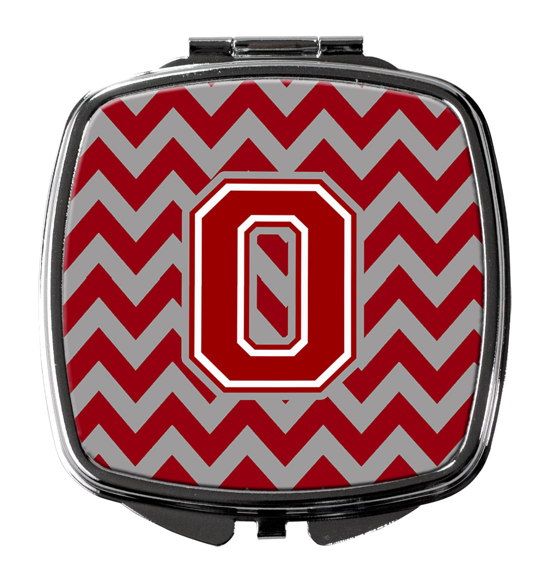 Letter O Chevron Maroon and White Compact Mirror CJ1049-OSCM  the-store.com.