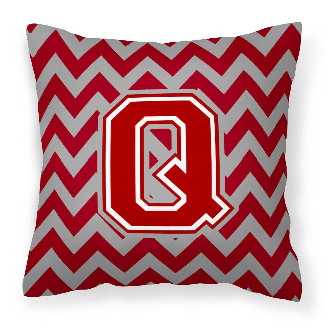 Letter Q Chevron Maroon and White Fabric Decorative Pillow CJ1049-QPW1414 by Caroline's Treasures