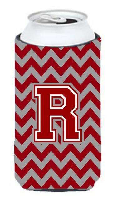 Letter R Chevron Maroon and White Tall Boy Beverage Insulator Hugger CJ1049-RTBC by Caroline's Treasures