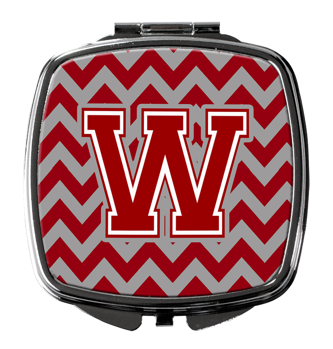 Letter W Chevron Maroon and White Compact Mirror CJ1049-WSCM  the-store.com.