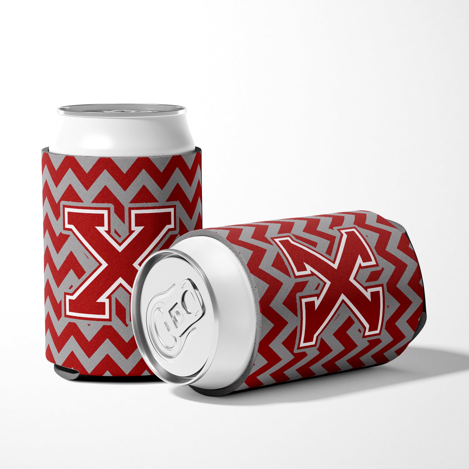 Letter X Chevron Maroon and White Can or Bottle Hugger CJ1049-XCC.