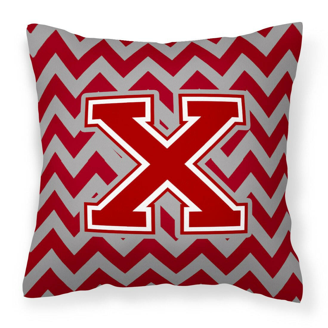 Letter X Chevron Maroon and White Fabric Decorative Pillow CJ1049-XPW1414 by Caroline's Treasures