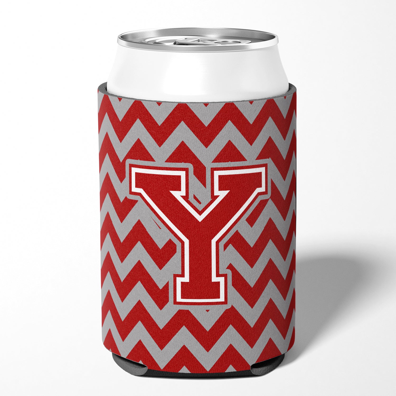 Letter Y Chevron Maroon and White Can or Bottle Hugger CJ1049-YCC.